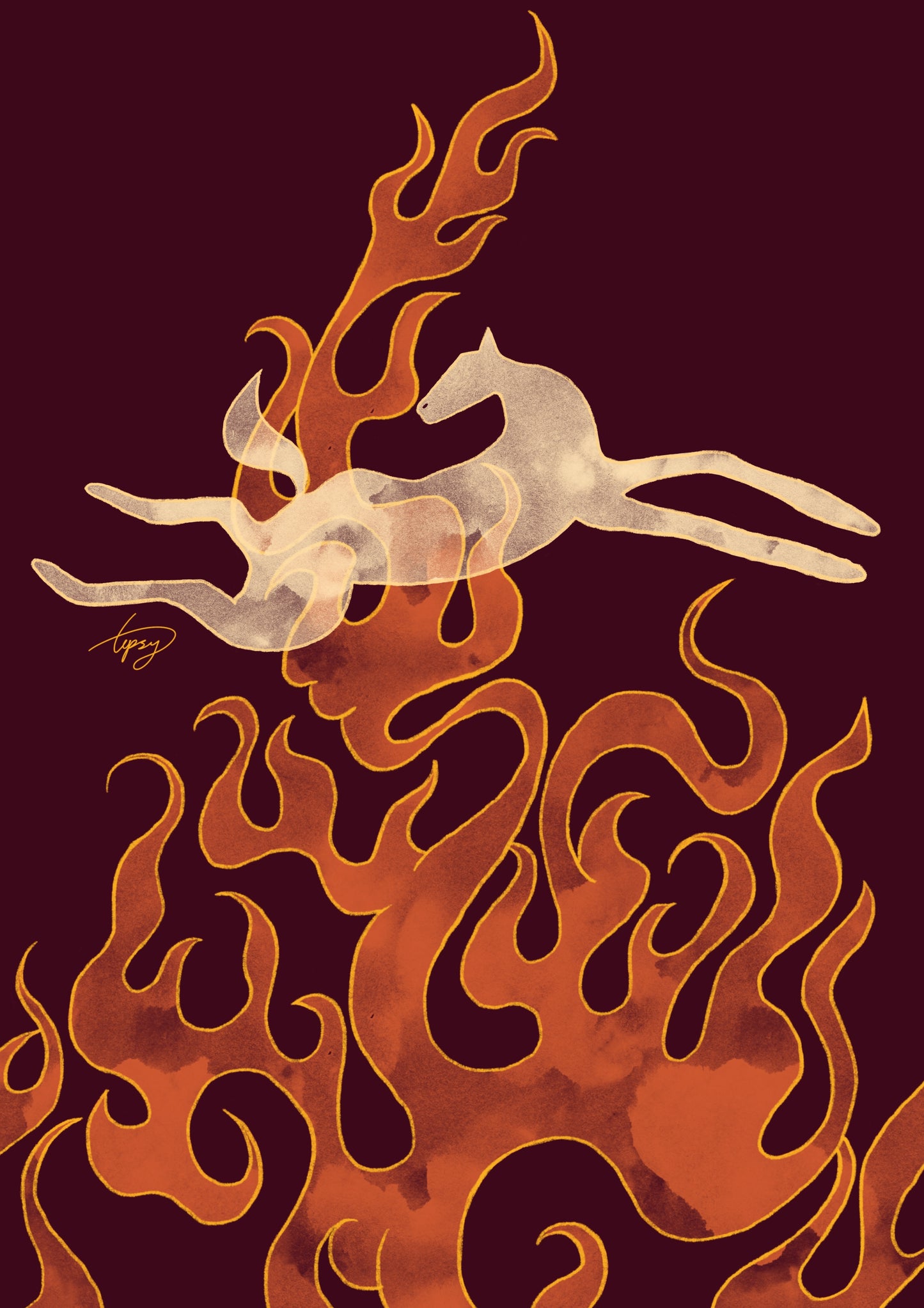 Year of The Fire Horse (A6 print)